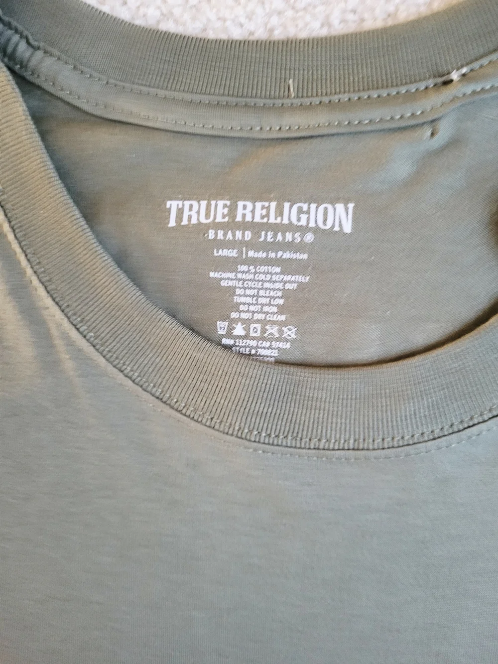 True Religion Long Sleeve Shirt Mens Large Olive Green New Buddha Graphic Cotton
